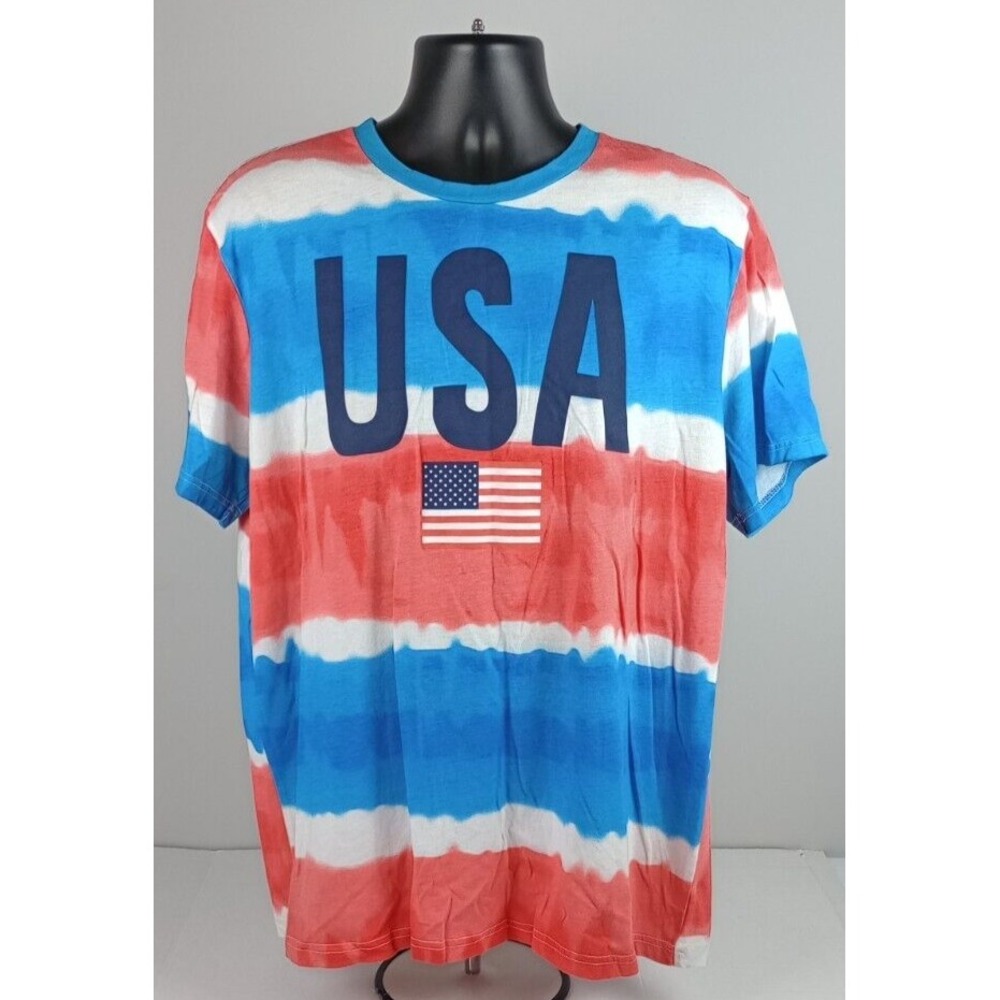 Mad Engine Mens Size 2XL Red White Blue USA Flag Tee T-shirt